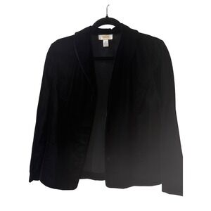 Talbots Black Velvet Blazer Jacket - Women's Size 10 - Collared Classic Layering